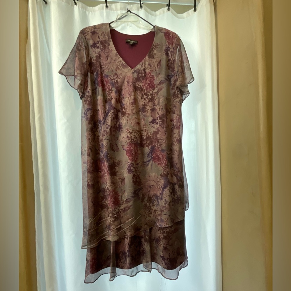 R&M Richards Purple and Pink Layered Dress